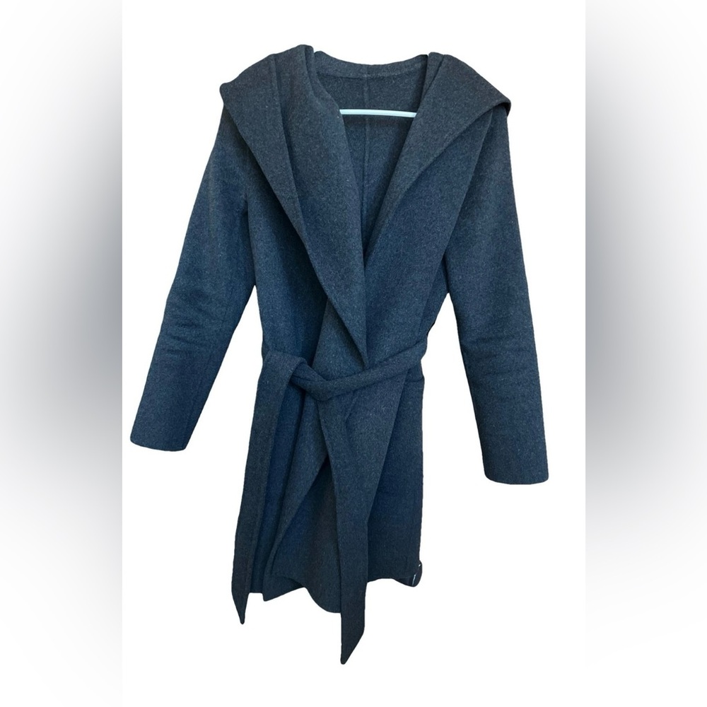 Stylish Double-Faced Wool Draped Collar Short Wrap Coat